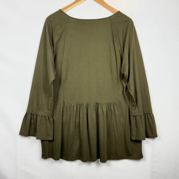 J Jill Women Blouse Embroidered Tasseled Peplum Peasant Flare Sleeves Comfort - Picture 4 of 10